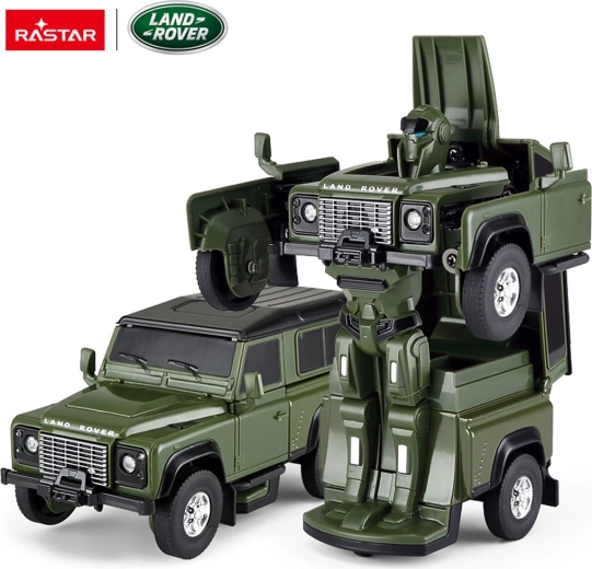 Coche metálico y robot 2 en 1 Rastar Land Rover Defender 1:32 verde - 1 pieza