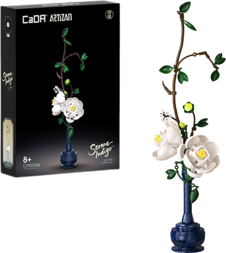 Set de construcción CaDA flores Serene Indigo (peonías) 47,9 cm, 324 piezas