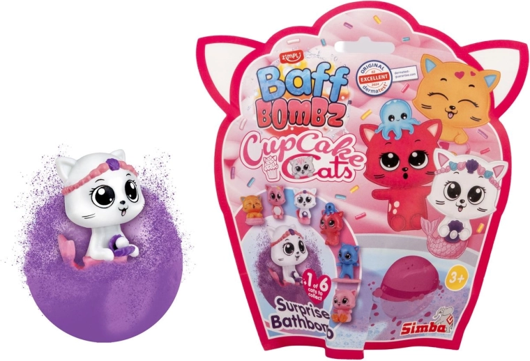 Baff Bombz CupCake Cats bomba de baño efervescente con sorpresa - 1 unidad