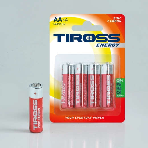 Pilas AA zinco-carbón 1,5 V, paquete de 4 uds