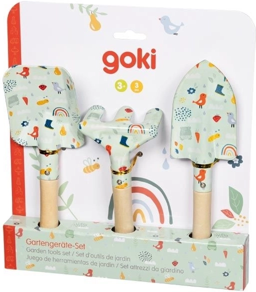 Juego de herramientas de jardín infantil Goki primavera, 3 piezas