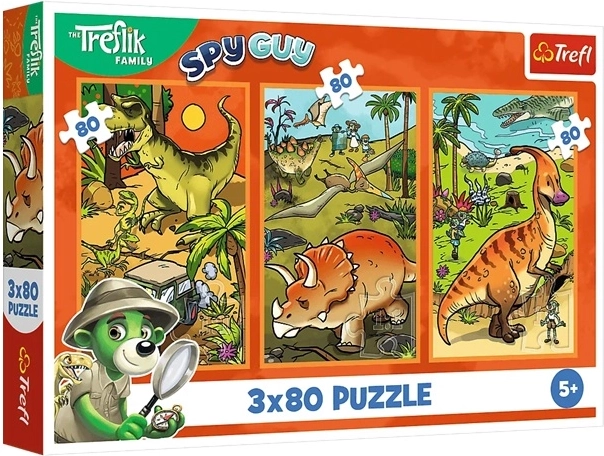 Puzzle Trefliki en el mundo de los dinosaurios, 3 × 80 piezas