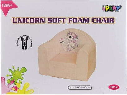 Sillón infantil autoinflable con diseño de unicornio