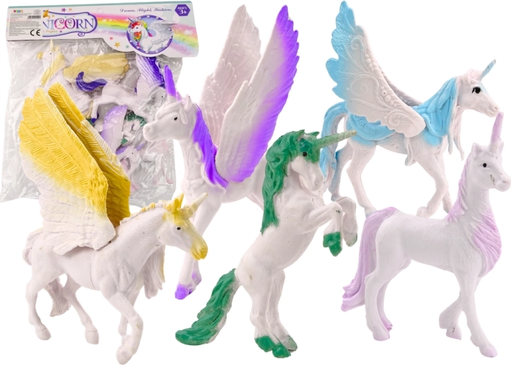 Set de figuras de Unicornio Pegaso Blanco Alas mágicas