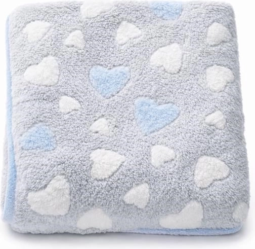 Manta infantil New Baby corazones, azul 80×90 cm