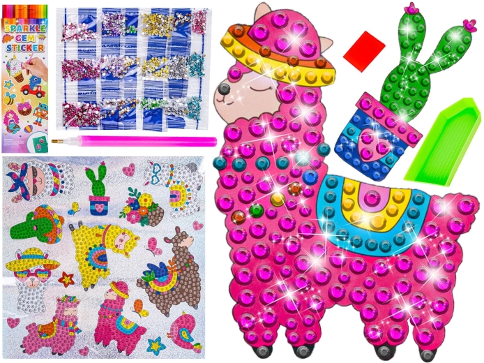 Mosaico de diamantes – pegatinas de alpaca y llama (20 uds. en el set)