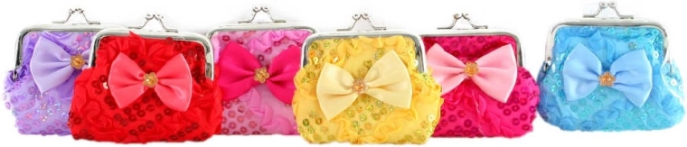 Pequeña cartera infantil con lazo y purpurina 9 cm - 1 pieza