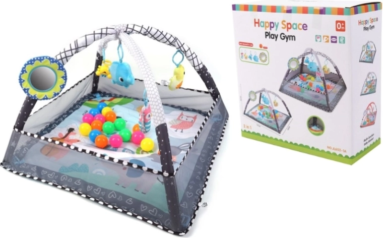 TinyMini Happy Space alfombra educativa 2 en 1 con corral y pelotas