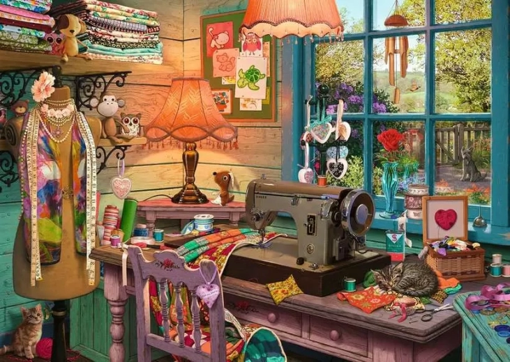 Puzzle Ravensburger Mi refugio 4: Rincón de costura 1000 piezas