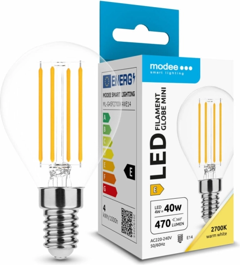 Bombilla LED Modee Filament Globe Mini G45 4 W E14, 470 lm, blanco cálido