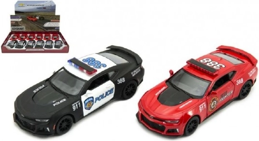 Kinsmart Chevrolet Camaro – coche de policía y de bomberos con retroceso, 12 cm