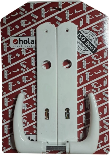 Manilla de puerta Klasik con placa XXL 90 mm para cerradura de pomo (BB), blanca