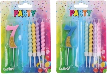 Vela de fiesta número 7 con cuatro velas