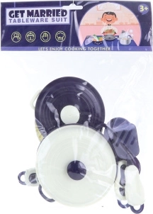 Juego de utensilios de cocina infantil 9 piezas azul y blanco