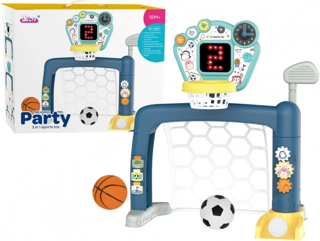 Set deportivo infantil 3 en 1: baloncesto, fútbol y golf