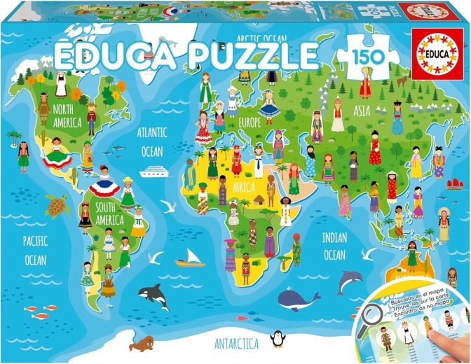 Educa puzzle mapa del mundo con niñas 150 piezas