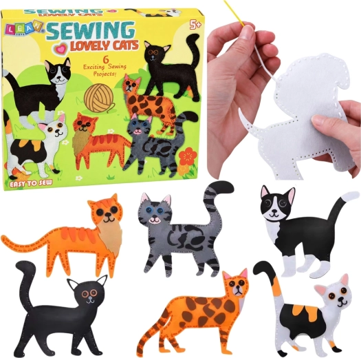 Set creativo para coser gatitos de fieltro DIY (6 proyectos)