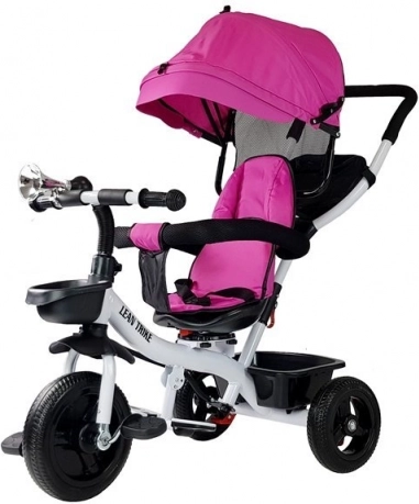 Triciclo infantil con capota rosa