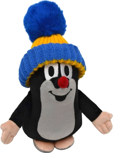 Moravská ústředna Krteček peluche de 20 cm con gorro azul-amarillo - 1 unidad