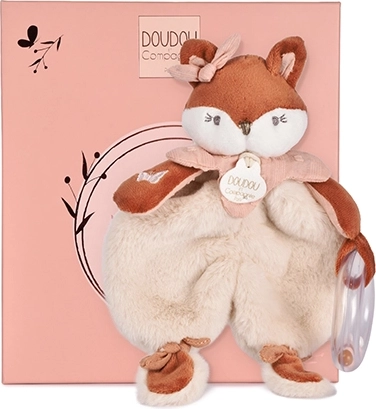 Doudou set de regalo: zorrita de peluche Mina con sonajero 18 cm