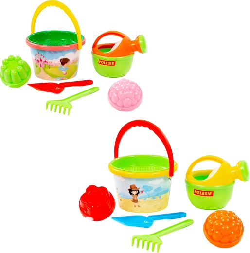 Set infantil para la arena con cubo y regadera – 7 piezas