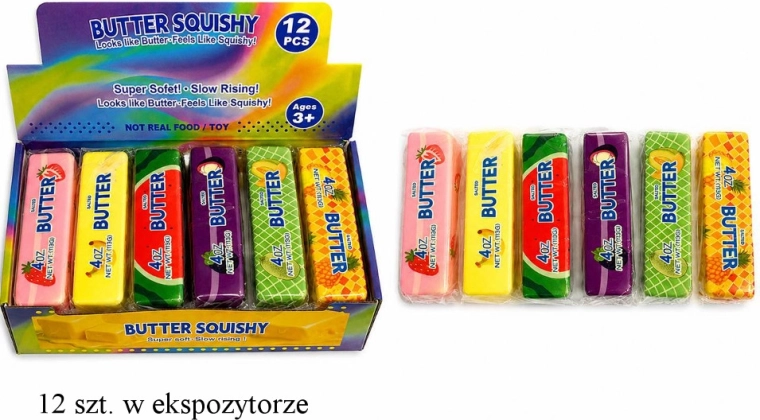 Gniote sensorial antiestrés para apretar, tipo mantequilla con fruta - 1 pieza
