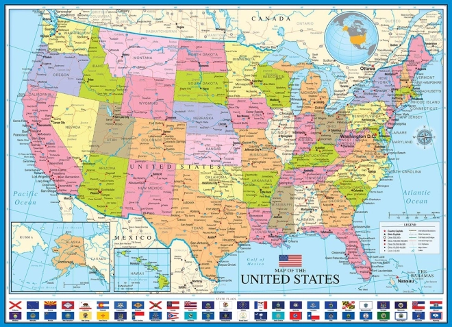 Puzzle EUROGRAPHICS Mapa política de EE. UU. 1000 piezas