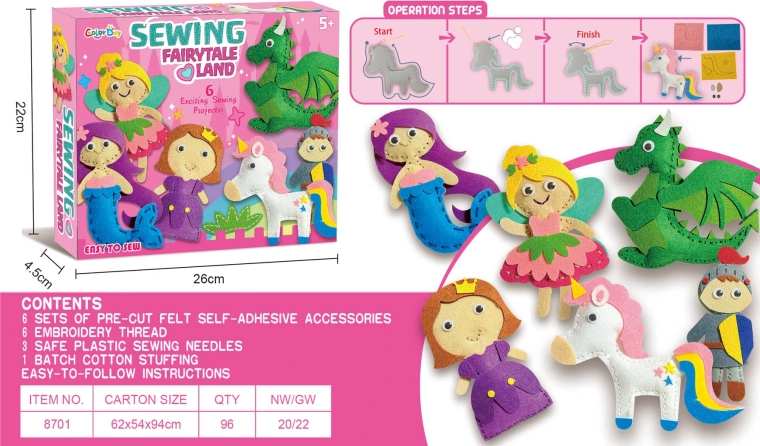 Kit creativo para bordar figuritas de fieltro de princesas