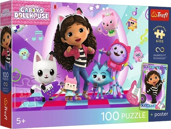 Puzzle premium para niños La casa de muñecas de Gabby: Colorido mundo gatuno 100 piezas