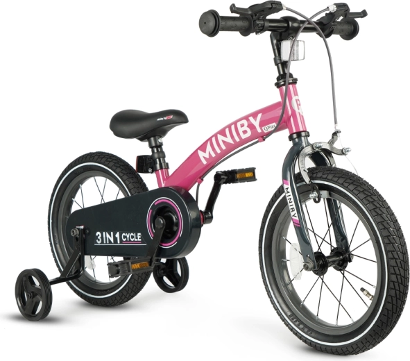 Qplay Miniby 3v1 bicicleta infantil 14" rosa