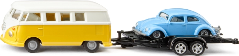Siku Super – Volkswagen T1 con remolque y Escarabajo 1:50