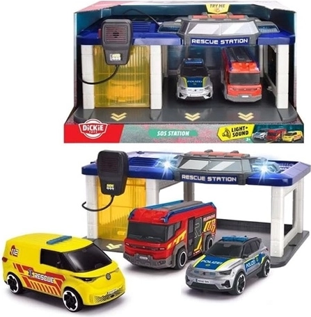 Estación de rescate Dickie Toys con 3 vehículos