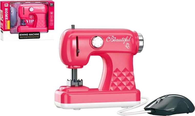 Máquina de coser infantil rosa con luz
