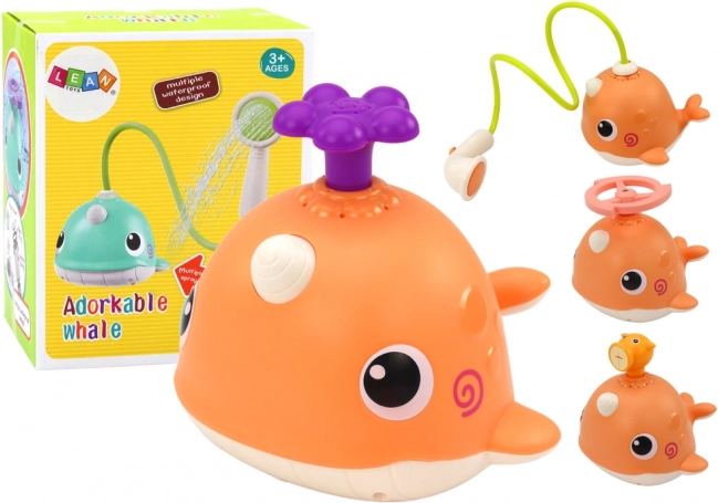 Juguete de baño Ballena con 3 boquillas naranja