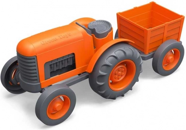Tractor con remolque naranja de Green Toys