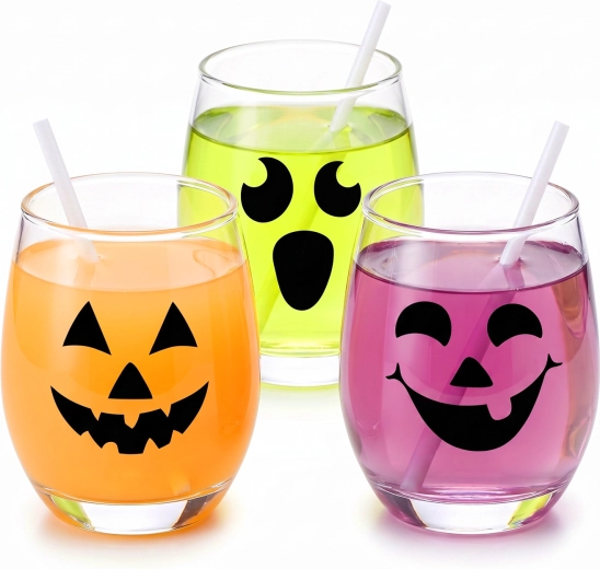 Set de pegatinas electrostáticas de Halloween con caras de calabaza negras, 16 unidades