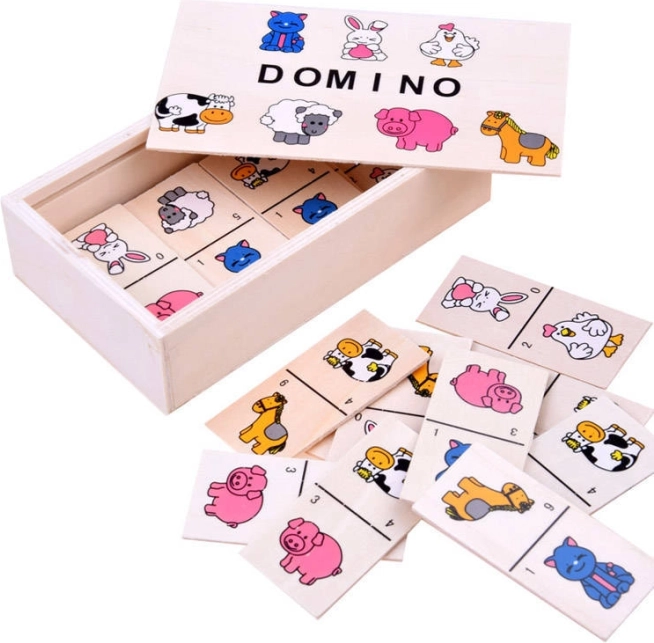 Dominó ilustrado para niños – animales de colores