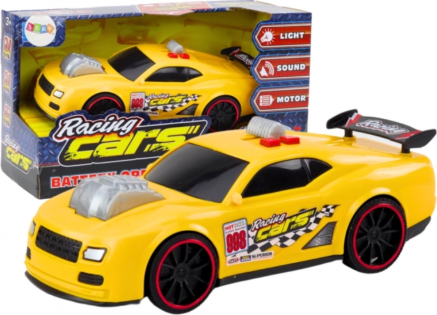 coche de carreras amarillo con luces y sonidos