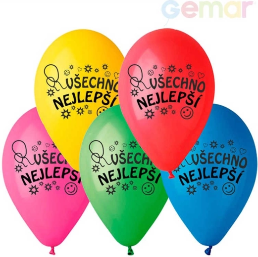 Globo de látex Gemar con impresión «Todo lo mejor» 26 cm - 1 pieza