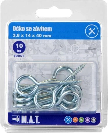 Argolla cerrada roscada 40 × 14 × 3,8 mm, galvanizada (10 uds)