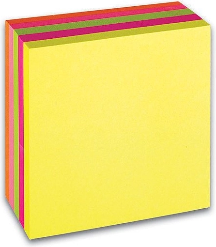 Bloc de notas adhesivo CONCORDE 76 × 76 mm, neón, cubo de 5 colores (5 × 80 hojas)