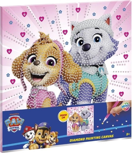 Pintura con diamantes en lienzo PAW PATROL 30 × 30 cm
