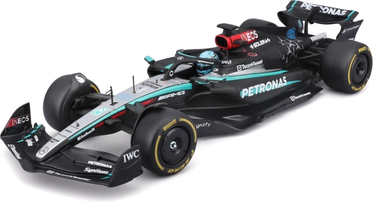 Modelo Bburago F1 Mercedes-AMG Petronas W15 2024 George Russell #63 1:24 en caja acrílica