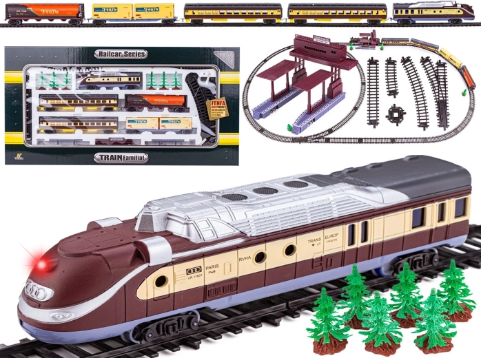 Tren eléctrico Fenfa – locomotora con vagones de pasajeros y de carga, sonido y luz