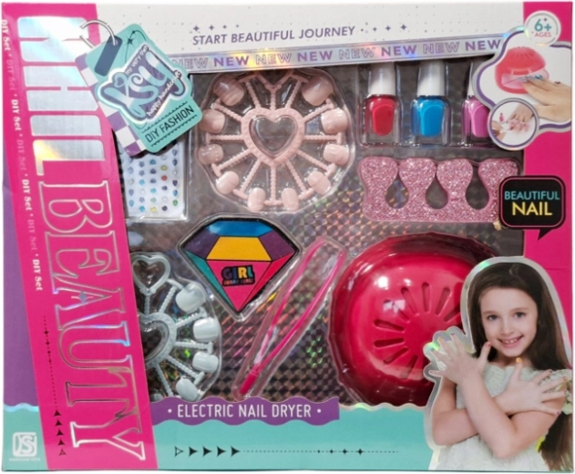 Set creativo de uñas con lámpara eléctrica