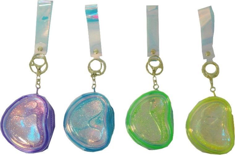 Cartera transparente 2 en 1 con colgante y arena brillante