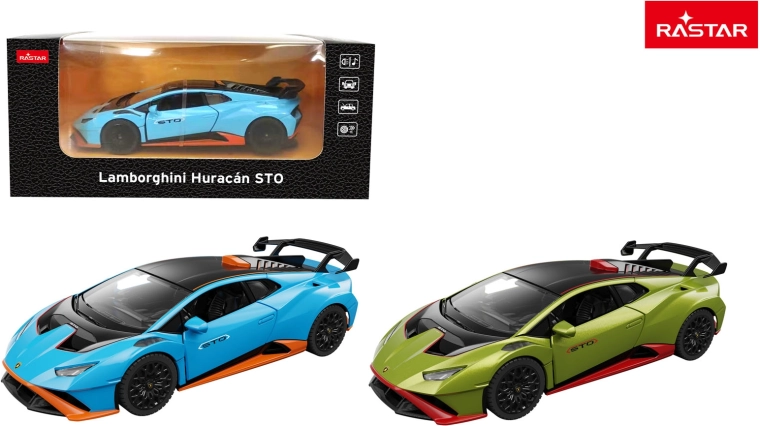 Modelo de coche metálico Rastar Lamborghini Huracan STO 1:32 azul - 1 unidad