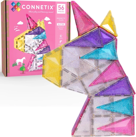 Construcción magnética CONNETIX Glitter Unicorn Pack 56 piezas