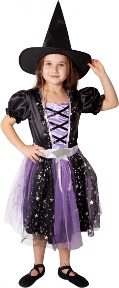 Disfraz infantil de bruja negro‑morado (S)