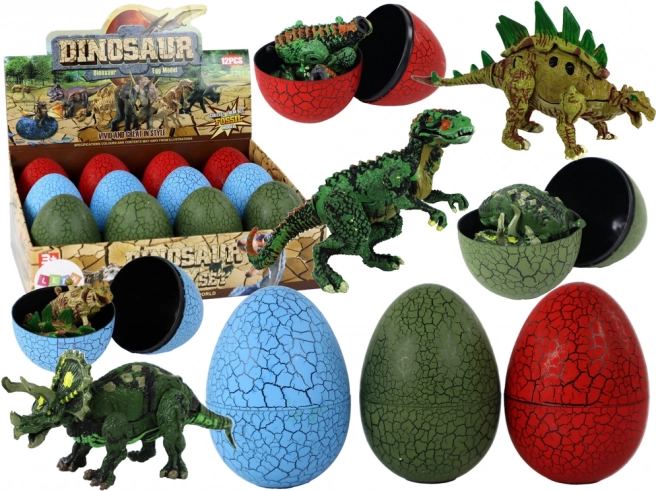 Huevo con figura de dinosaurio, 3 colores, 9 cm